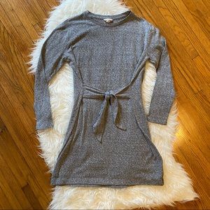 DONATED Club Monaco | Gray Tie-Waist Knit Dress | Long-sleeves | Size X-Small